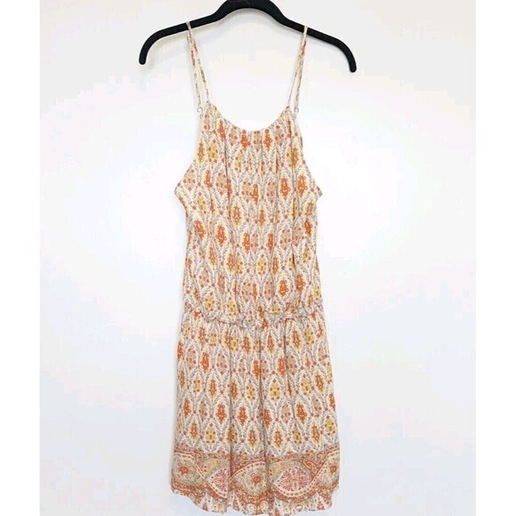 SANCTUARY Blouson Dress Womens Size Large Orange Cream Mini - Picture 1 of 7